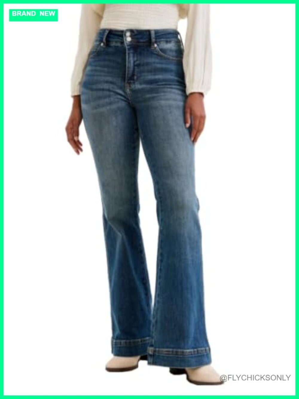 High Waisted Tummy Control Flare Jeans - Cotton Blend, 33" Inseam